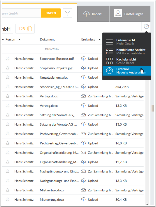 Protokollansicht