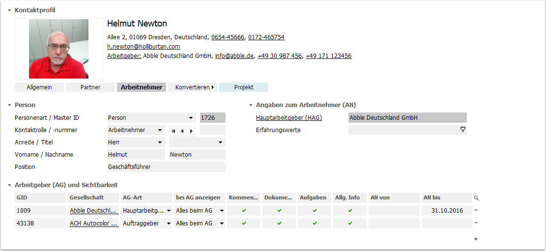 Arbeitnehmer anlegen