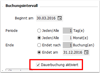 Dauerbuchung aussetzen