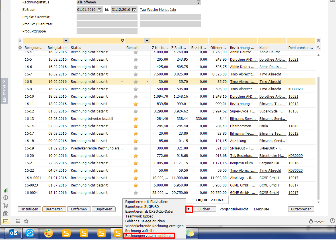 Rechnungen zusammenführen