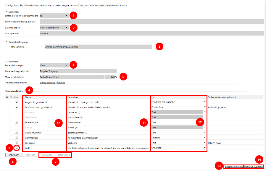 Web2Lead einrichten