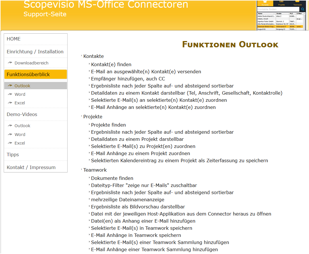 Erweiterte Funktionen des Office Connectors