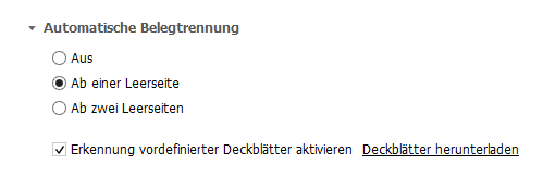 Deckblätter für die Belegtrennung