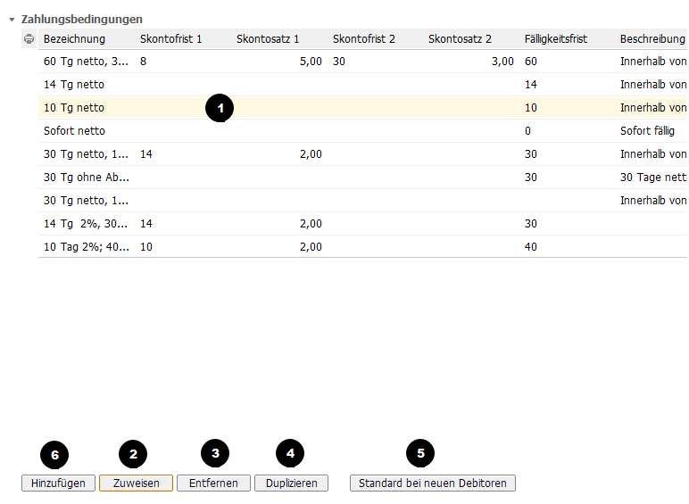 Zahlungsbedingung auswählen