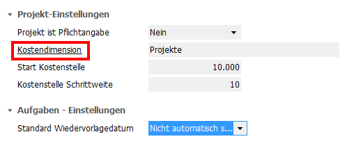 Eigene Projekt-Kostendimension festlegen